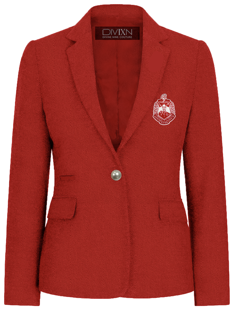 Delta Sigma Theta Blazer – Timeless Elegance with Embroidered Crest (PREORDER - SHIPS MID JUNE 2025)