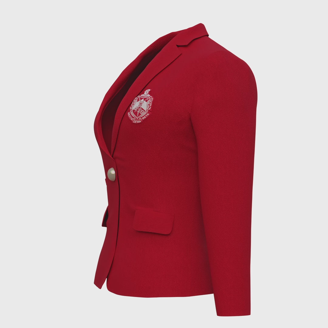 Delta Sigma Theta Blazer – Timeless Elegance with Embroidered Crest (PREORDER - SHIPS MID JUNE 2025)